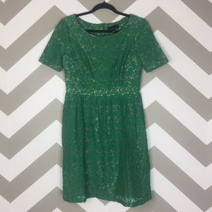 Cynthia Rowley Green Lace Short Sleeve Dress 6